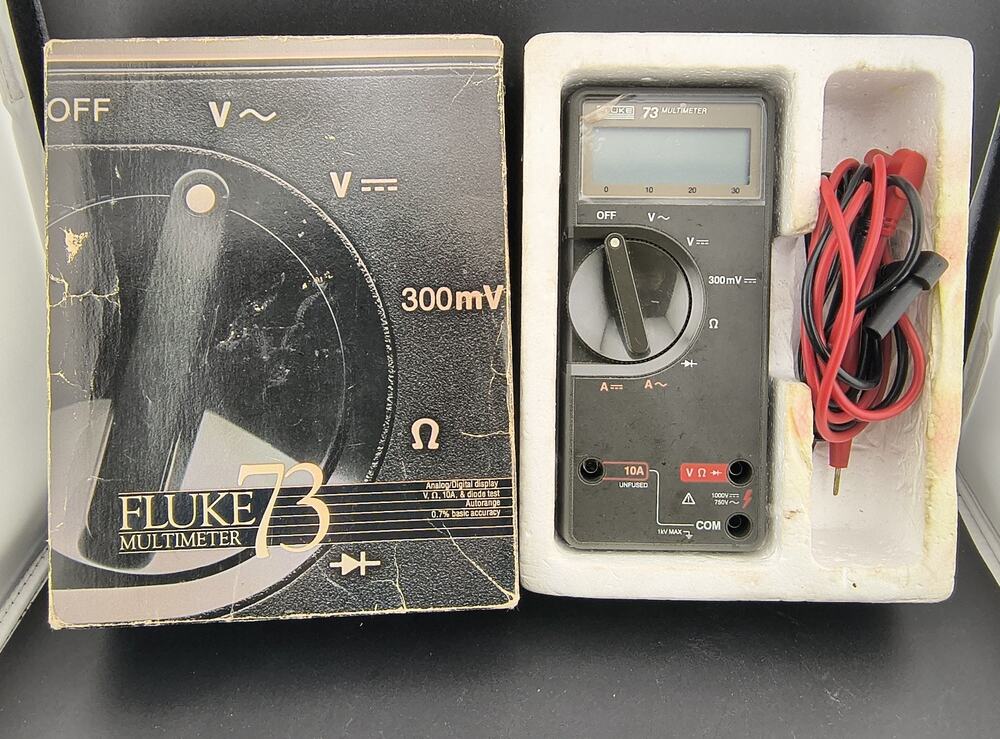 Vintage Fluke 73 Multimeter Series I W/ Box Leads MINT NOS Screen Film On Tested